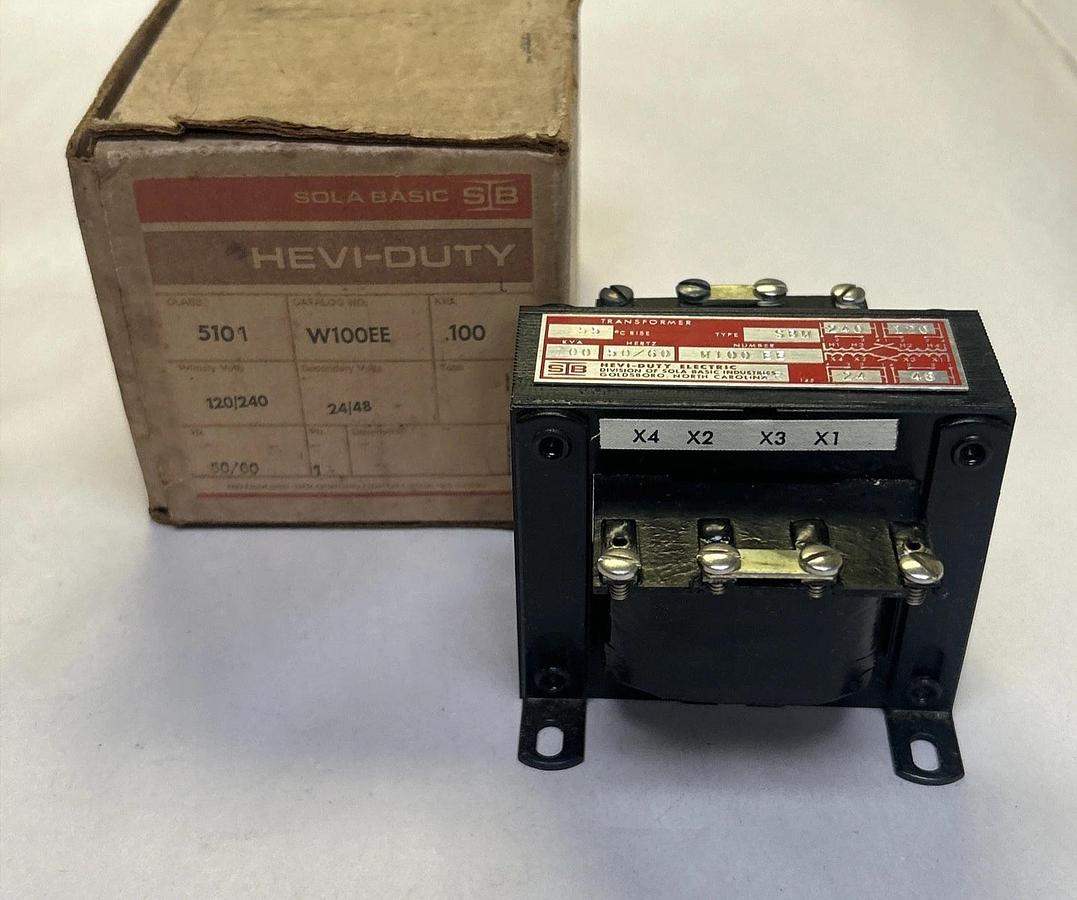 Used SOLA,W100EE,HEAVY DUTY TRANSFORMER .100KVA 120/240V NOS