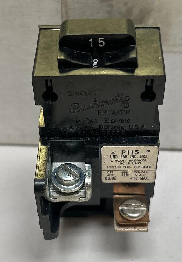 Used PUSHMATIC,P115,CIRCUIT BREAKER 15A 120/240V 1P LOT OF 12