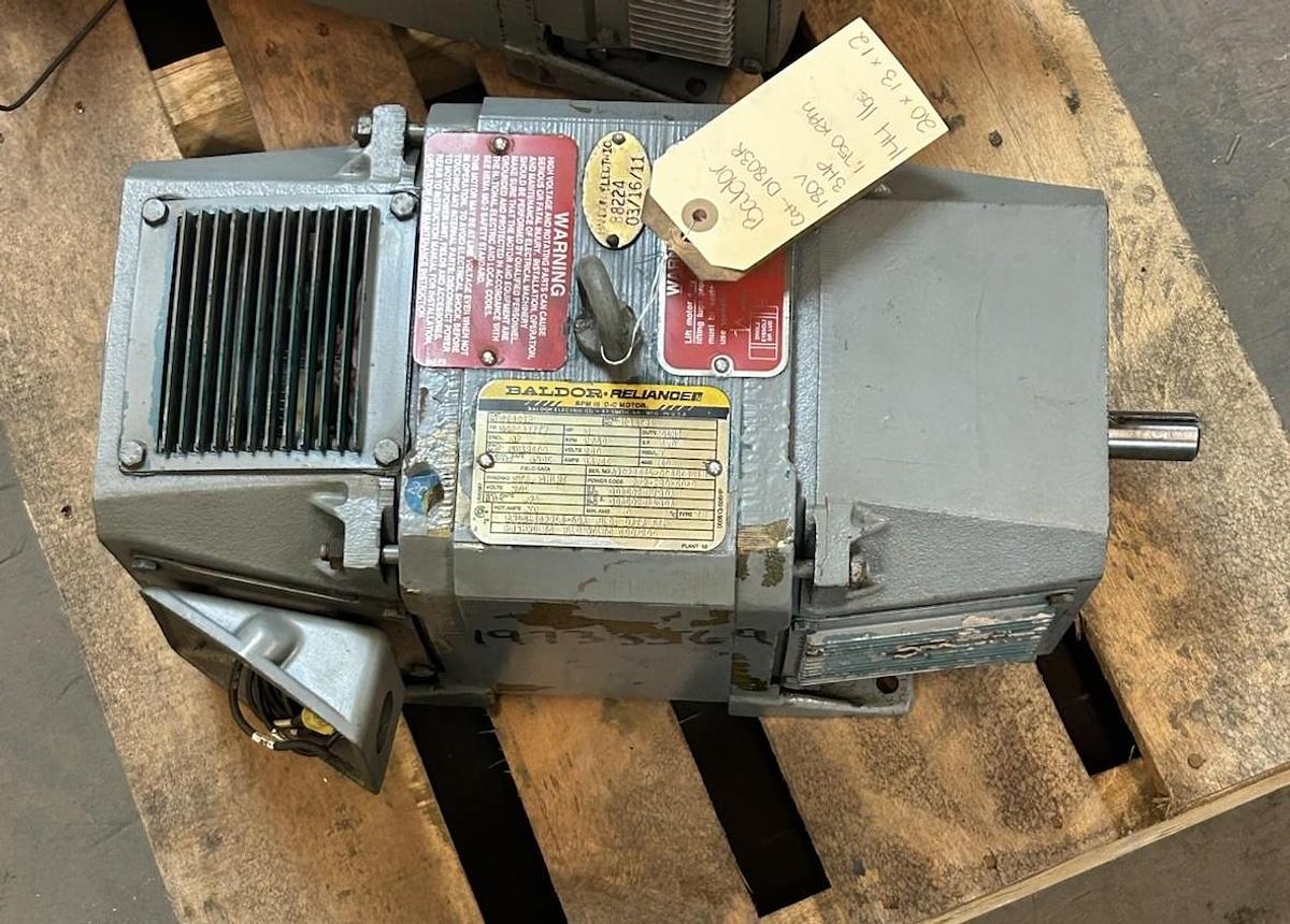 Used BALDOR,D1803R,DC MOTOR 3HP 1750RPM 180VDC FR DC0189ATY
