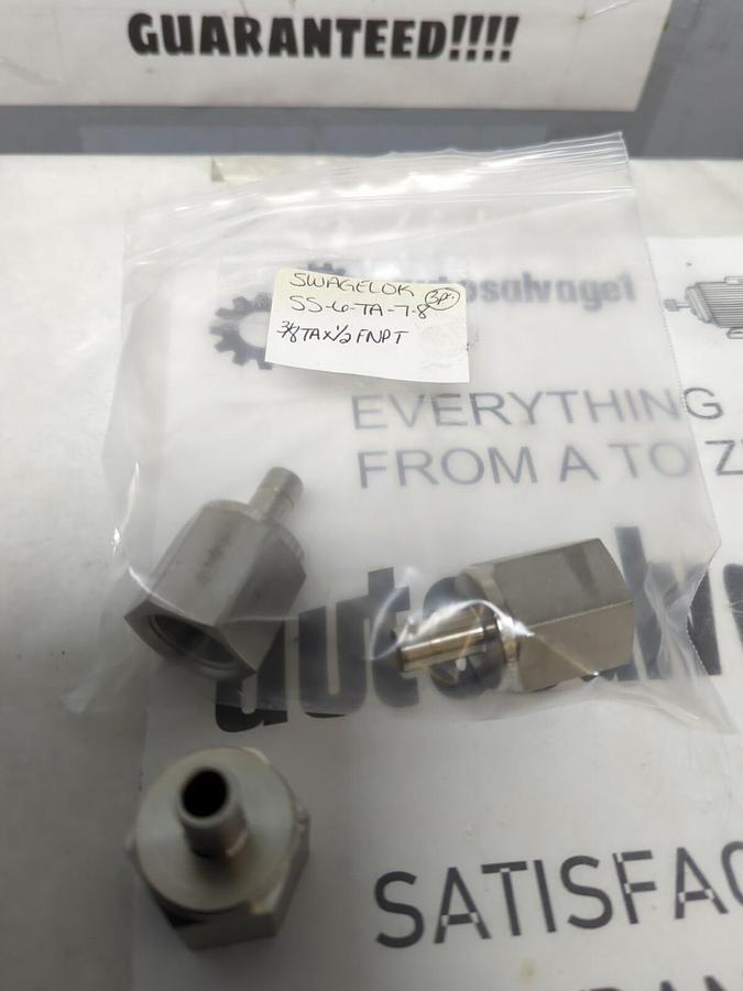 SWAGELOK,SS-6-TA-7-8,FEMALE TUBE ADAPTER 3/8TAX1/2FNPT LOT OF 3 NOS