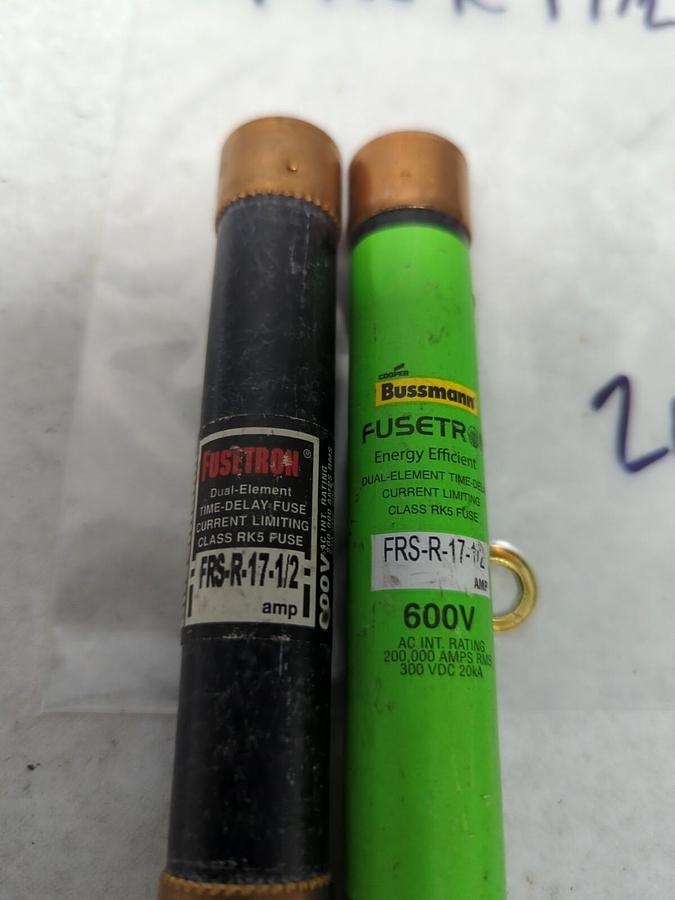 Used COOPER BUSSMANN,FRS-R-17-1/2,FUSETRON 17-1/2 AMP FUSE LOT OF 2 PRE-OWNED