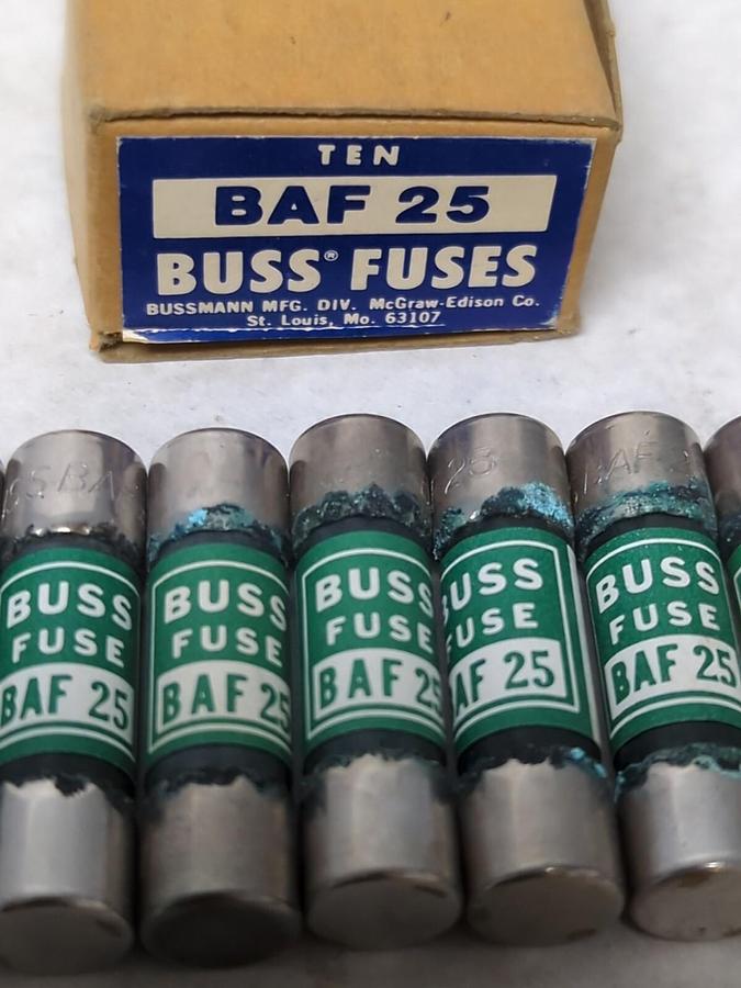 COOPER BUSSMANN,BAF25,25 AMP BUSS FISES BOX OF 10 NOS