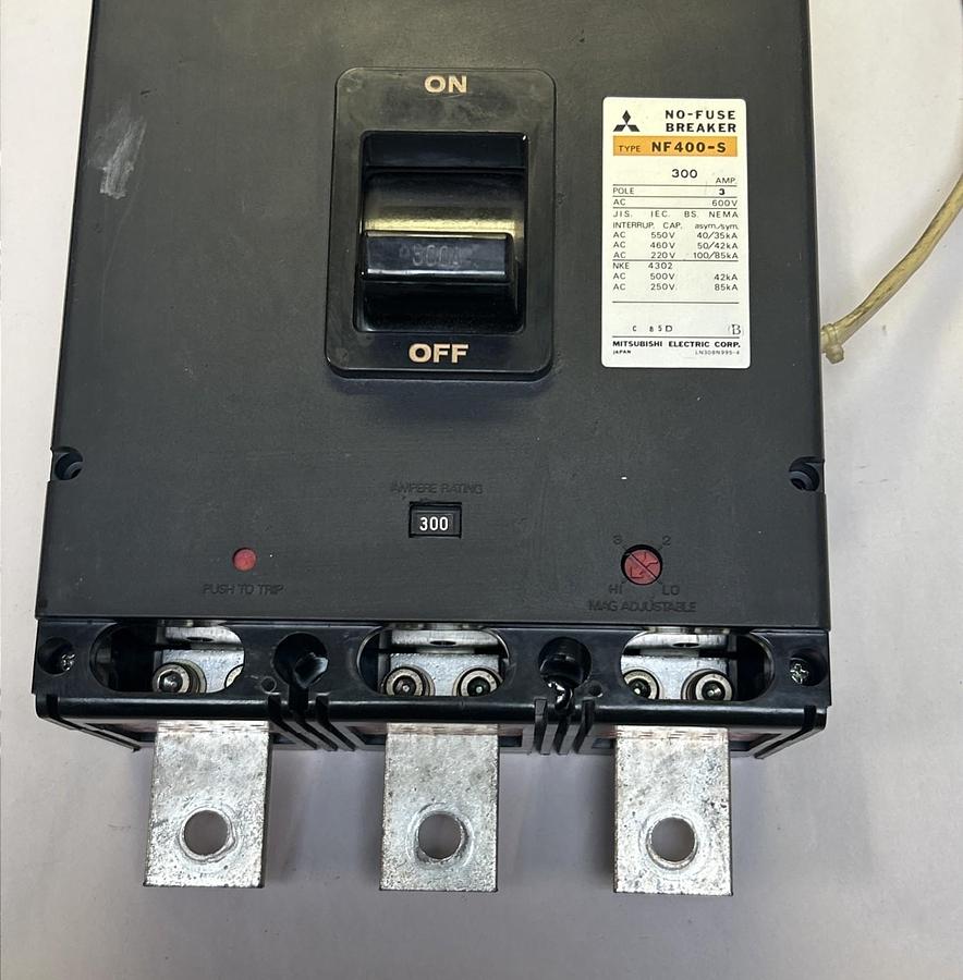 Used MITSUBISHI,NF400-S,NO-FUSE CIRCUIT BREAKER 300A 600V 3P