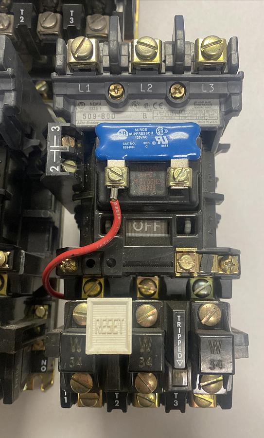 Used ALLEN BRADLEY,509-BOD,SER B SIZE 1 NON-REVERSING STARTER27A 600V LOT OF 3