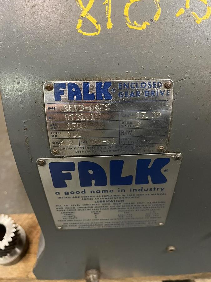 Used Falk,33-3EF3-04ES,Enclosed Gear drive Ratio 17.39 input 1750RPM output 100rpm Sh