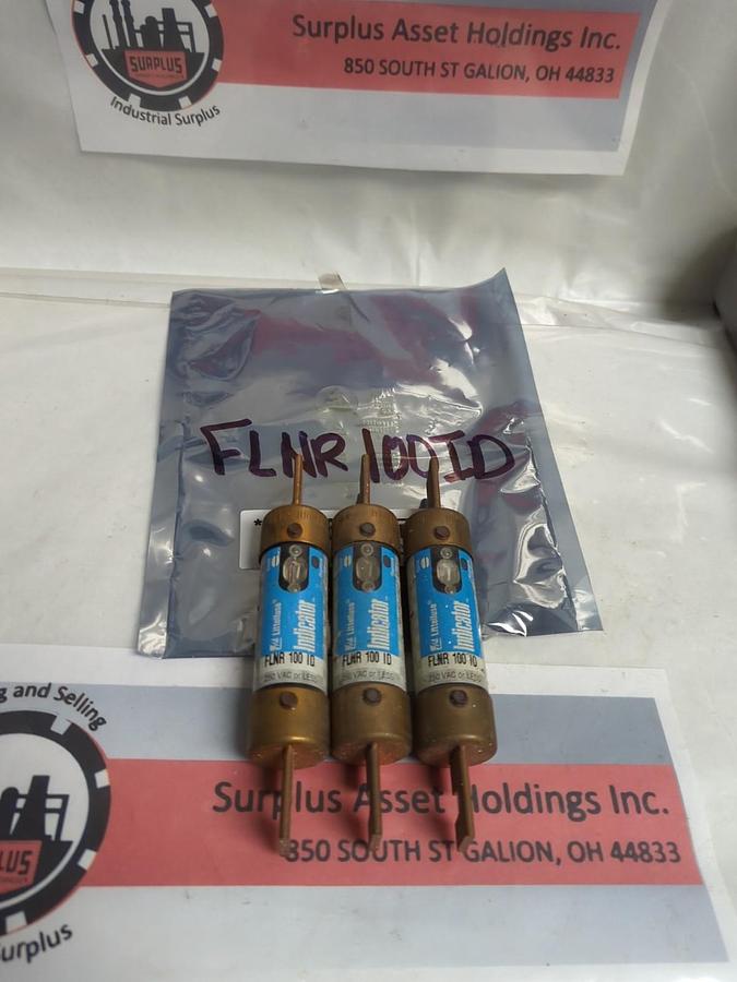 Used LITTELFUSE,FLNR100ID,INDICATOR 100 AMP FUSE LOT OF 3 PRE-OWNED
