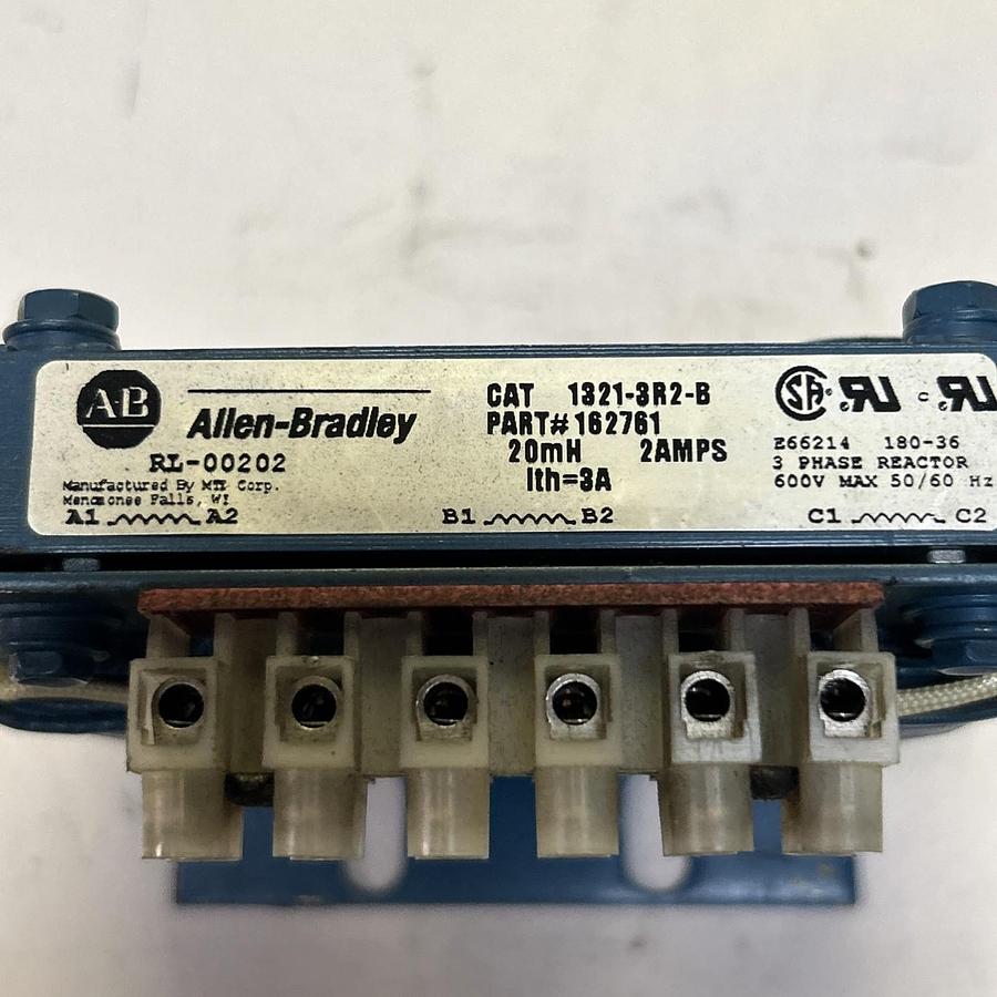 Used ALLEN BRADLEY,1321-3R2-B,LINE REACTOR 20MH 2A 600V