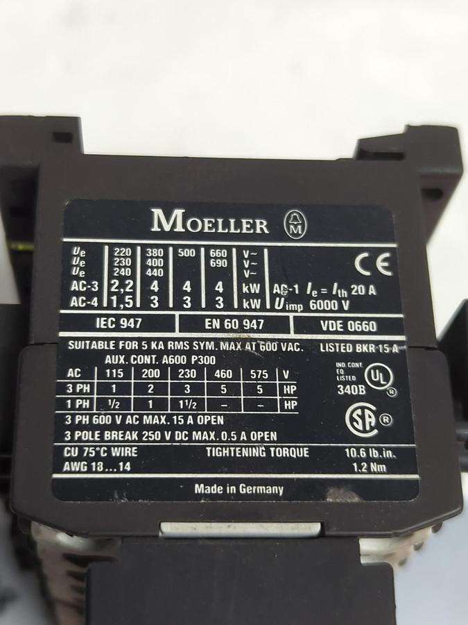 Used MOELLER,MV DIL E,SET OF CONTACTORS ICE 947 EN 60 947 VDE 0660 PRE-OWNED