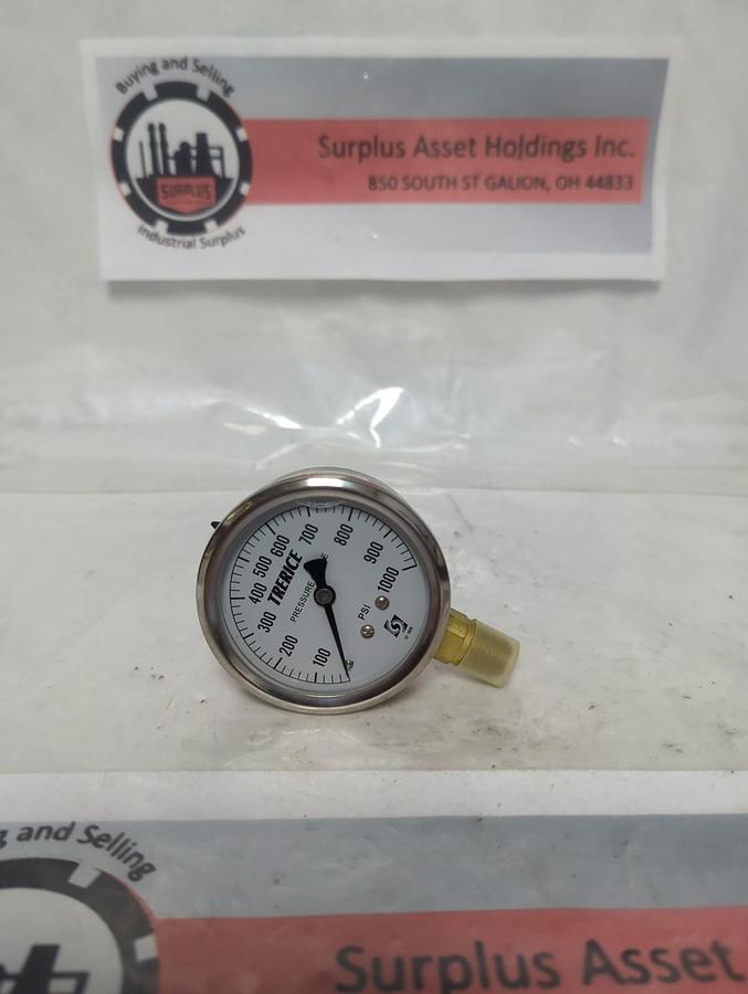 TRERICE,D82LFB,PRESSURE GAUGE 0-1000PSI 1/4 NPT LM NOS