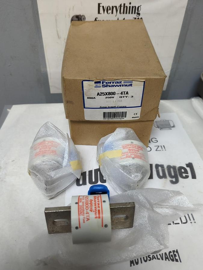 FERRAZ SHAWMUT,A25X800-4TA,SEMICONDUCTOR FUSES 800A 250V BOX OF 3 NOS