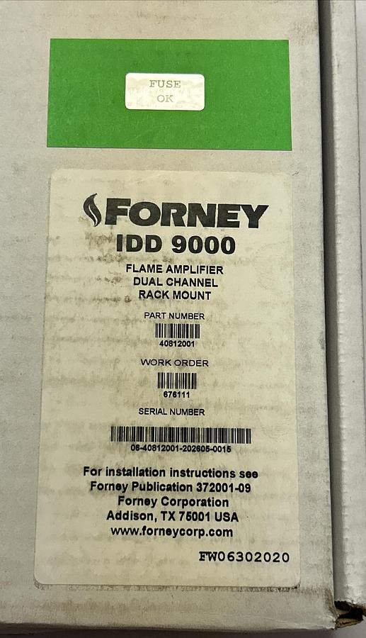 Used FORNEY,40812001,FLAME AMPLIFIER NEW