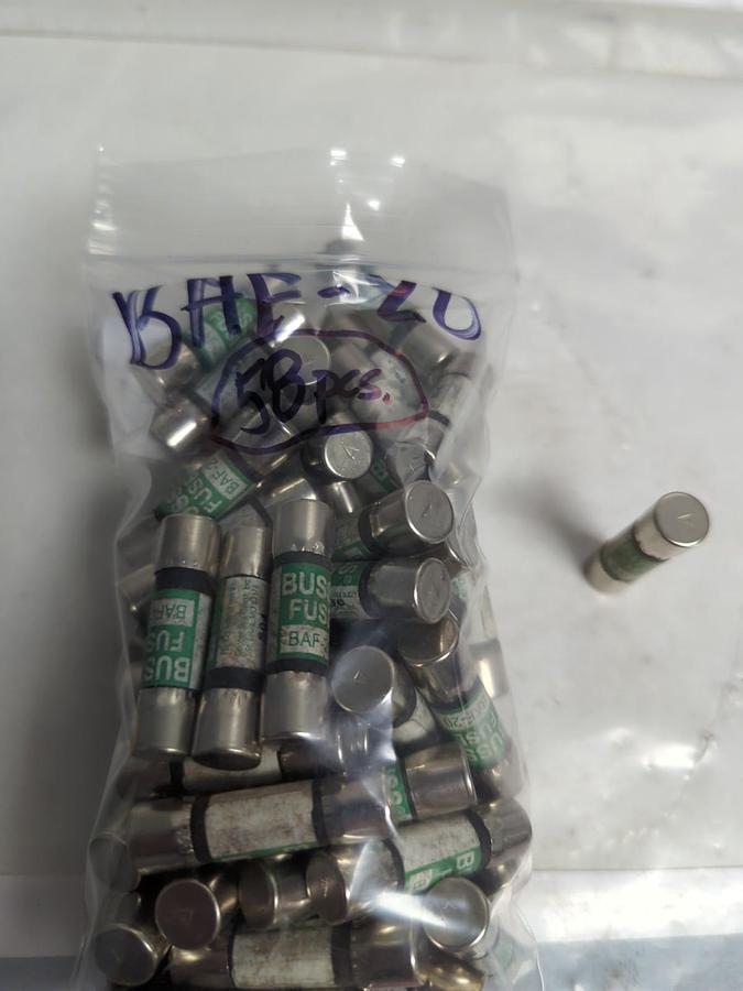 Used COOPER BUSSMANN,BAF-20,BUSS 20 AMP FUSE LOT OF 58 PRE-OWNED
