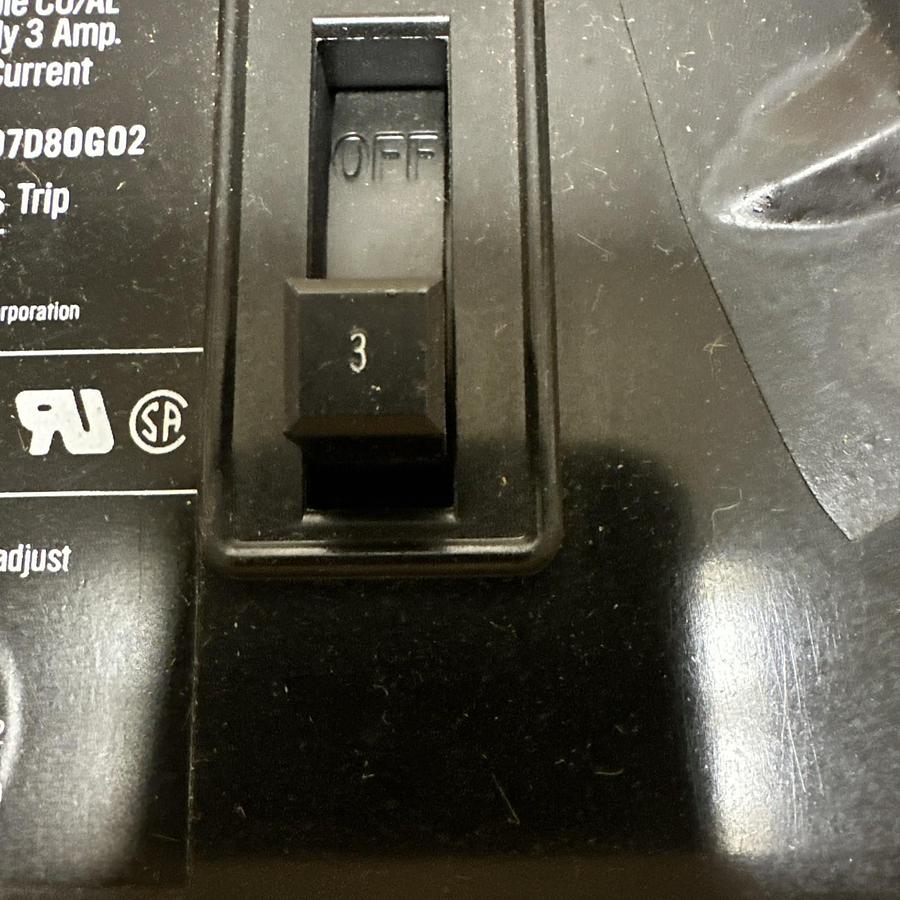 Used Westinghouse,MCP0322CR,3 Amp 3 Pole Instant Trip Circuit Breaker