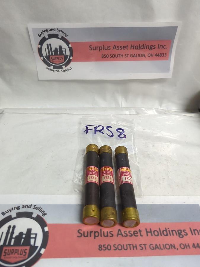 Used COOPER BUSSMANN,FRS-8,FUSETRON 8 AMP FUSE LOT OF 3 PRE-OWNED