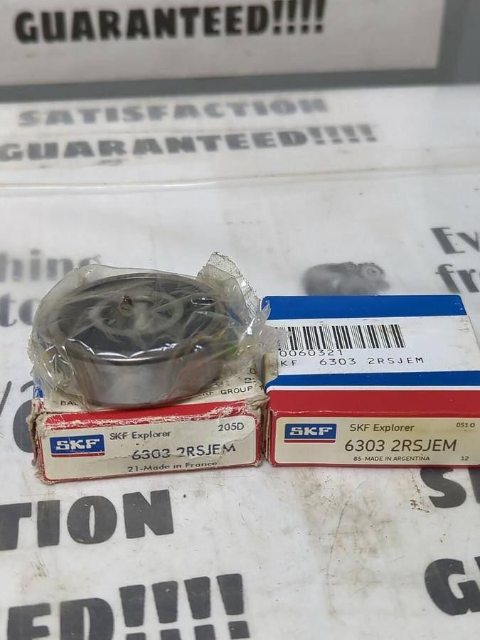 SKF,6303-2RSJEM,DEEP GROOVE BALL BEARING LOT OF 2 NOS