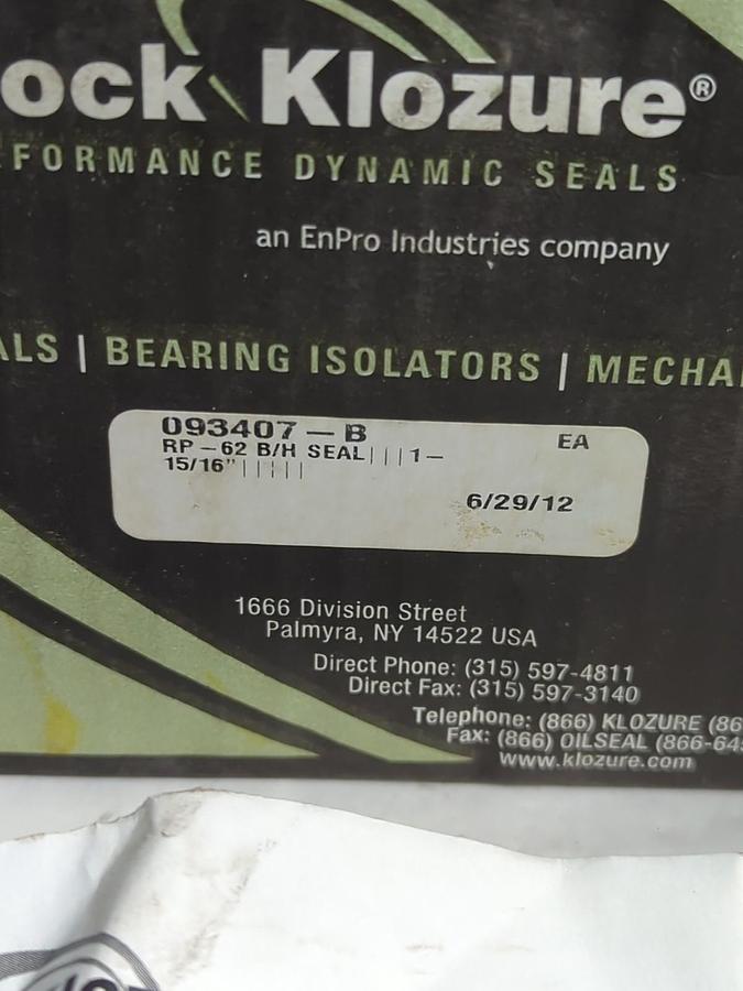 GARLOCK KLOZURE,RP-62,SYNTRON RP-78 SEAL 1-15/16 INCH NOS