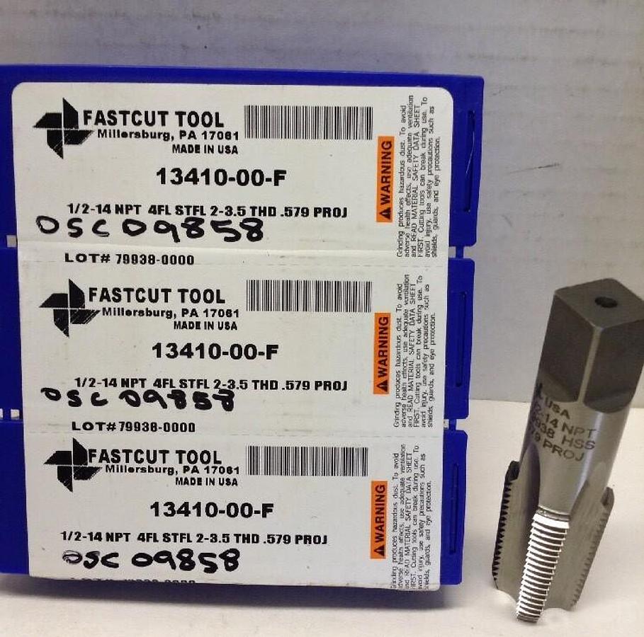 Fastcut,13410-00-F,1/2-14 NPTTool  1/2-14 NPT 4FL STFL 2-3.5  LOT OF 3