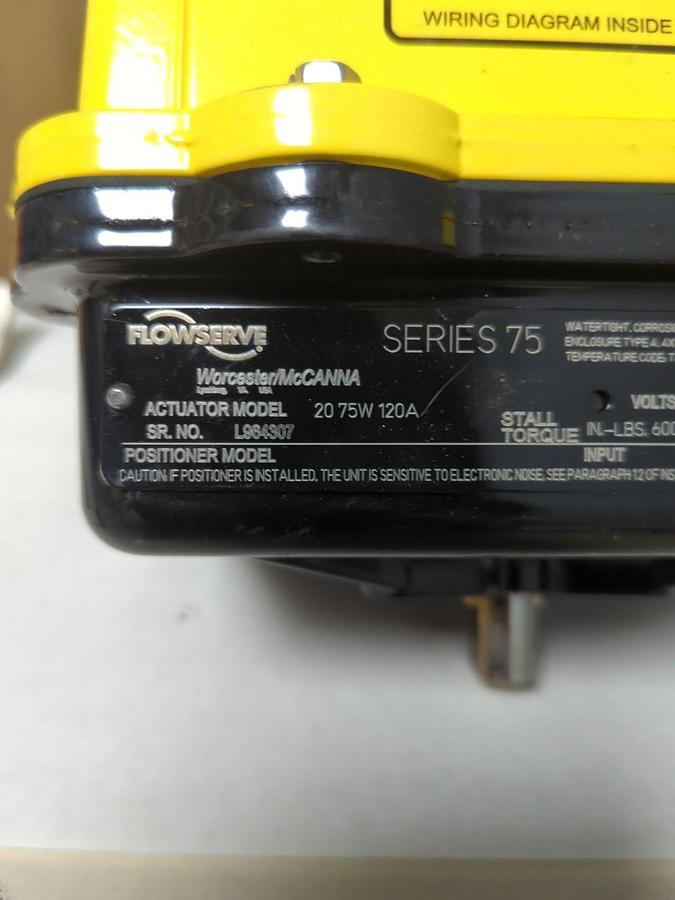 FLOWSERVE,MODEL 20 75W 120A,ACTUATOR SERIES 75 STALL TORQUE 600LBS NOS