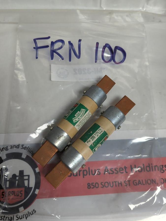 Used COOPER BUSSMANN,FRN100,FUSETRON 100 AMP FUSE LOT OF 2 PRE-OWNED