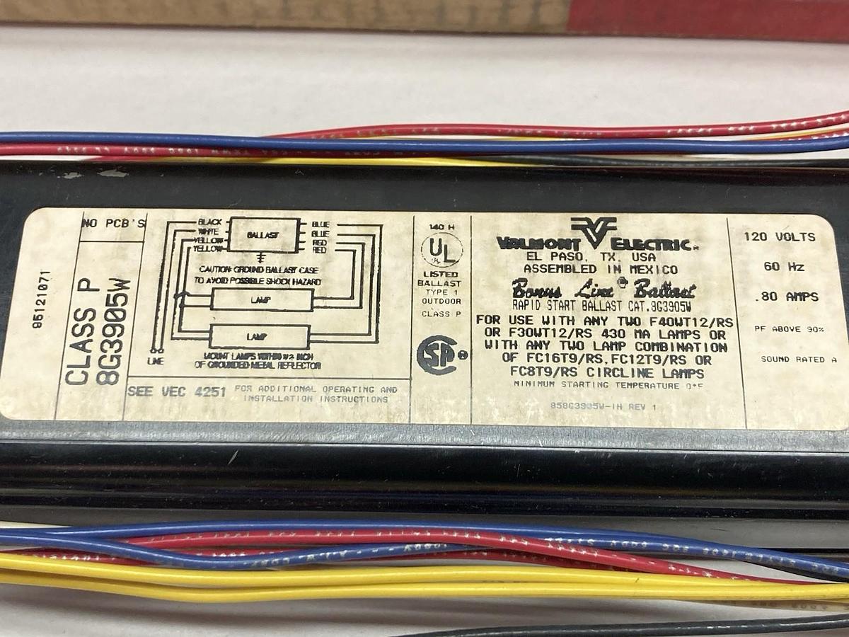 Used Valmont Electric,8G3905W,Ballast Class P