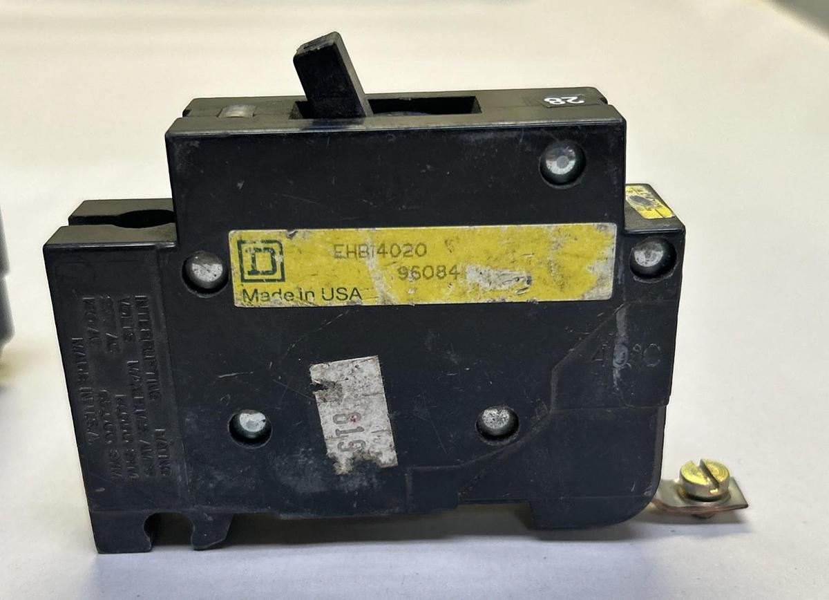 Used SQUARE D,EHB14020,CIRCUIT BREAKER 20A 277V 1P LOT OF 5
