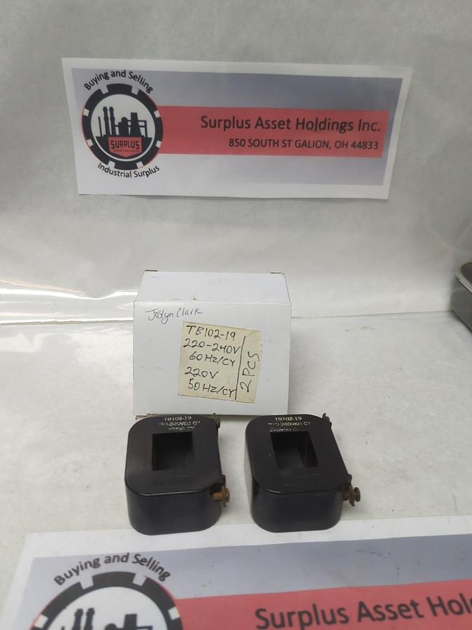 Used JOSLYN CLARK,TB102-19,COIL 220-240V 60HZ 220V 50HZ LOT OF 2 PRE-OWNED