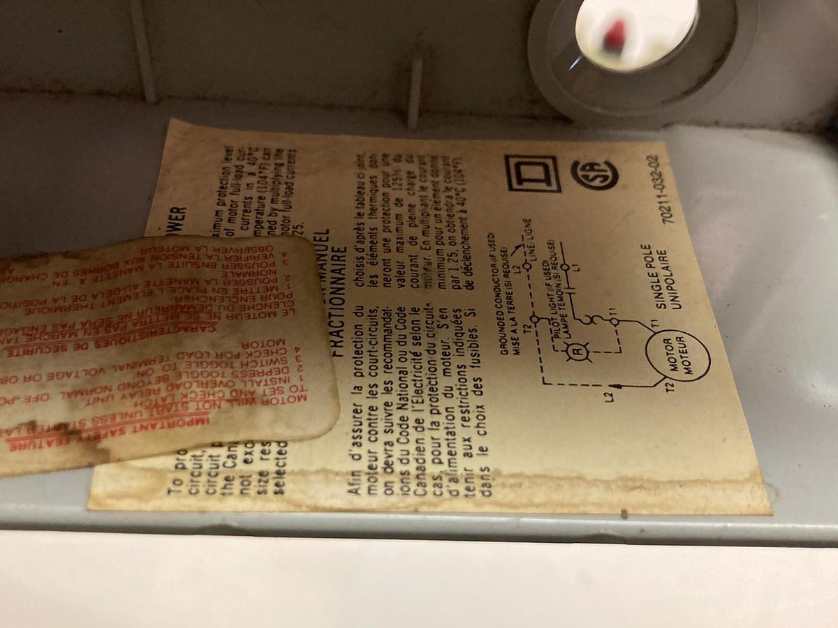 Used Square D,Class 2510 Type F,Overload Relay Switch