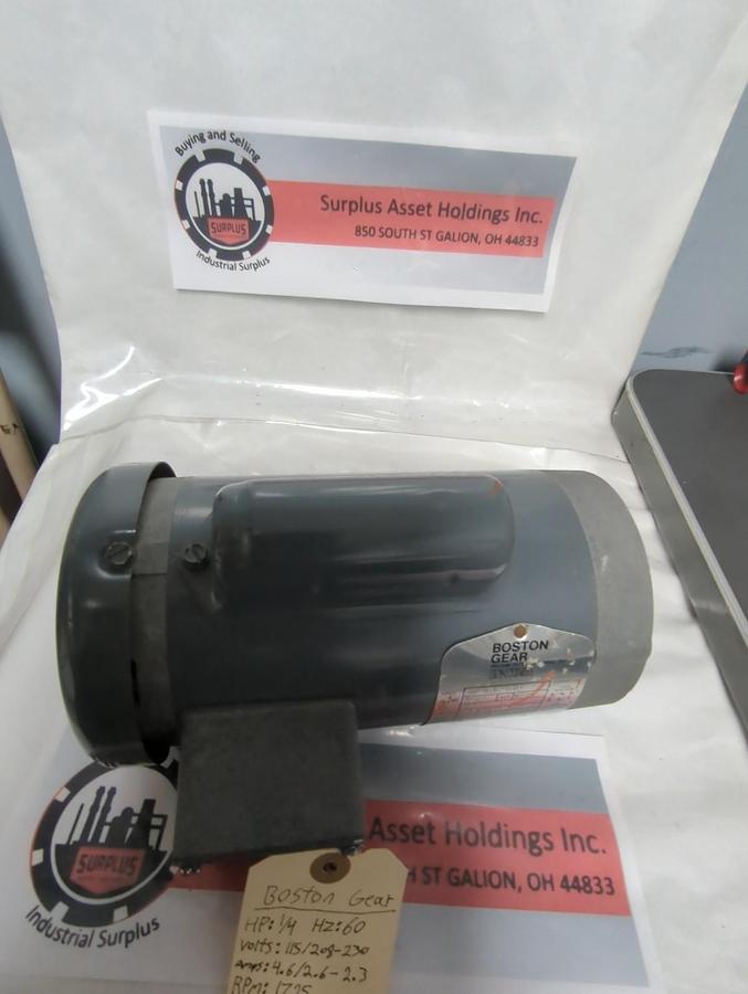 Used BOSTON GEAR,ADRTF-B,SINGLE PHASE MOTOR 1/4 HP 1725 RPM PRE-OWNED