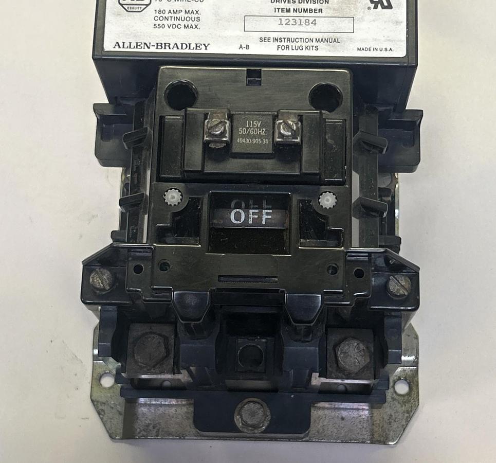 Used ALLEN BRADLEY,123184,DC CONTACTOR 180A 550VDC
