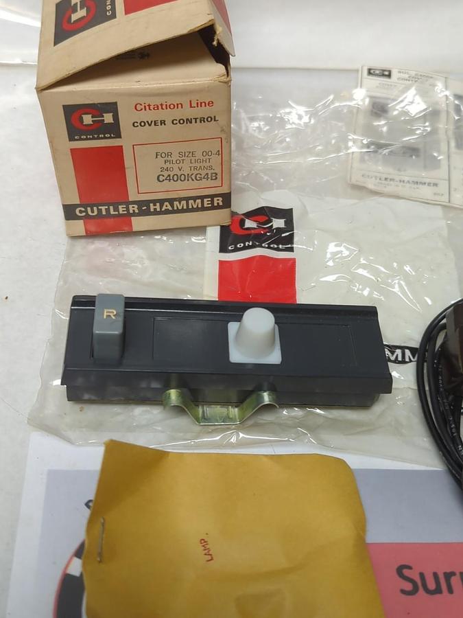 CUTLER-HAMMER,C400KG4B,COVER CONTROL FOR SIZE 00-4 PILOT LIGHT 240V NOS