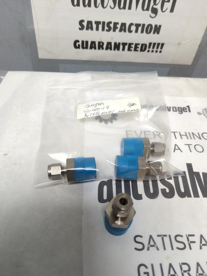 SWAGELOK,SS-400-1-8,MALE CONNECTOR 1/4TX1/2MNPT LOT OF 4 NOS