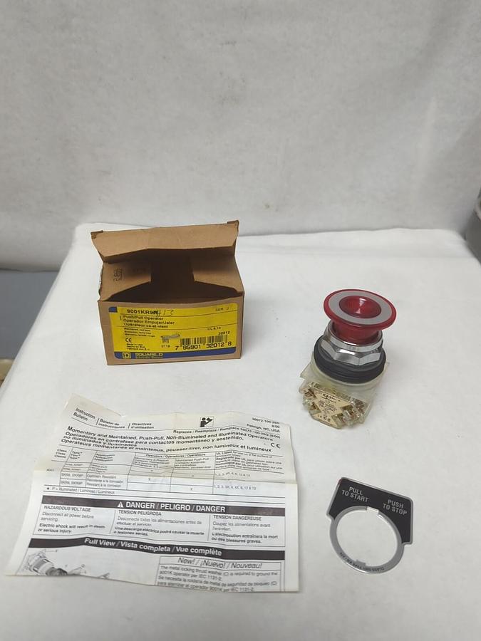 SQUARE D,KR9RH13,E-STOP EMERGEWNCY STOP PUSH/PULL OPERATOR NOS
