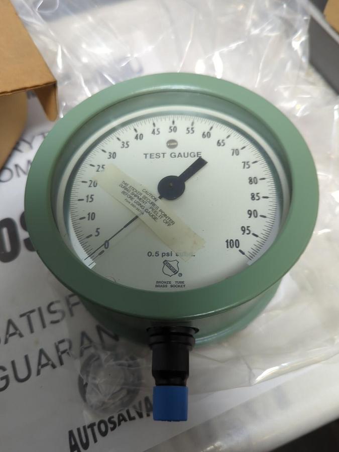 ASHCROFT,45 1082 AS 02L,TEST GAUGE SIZE 4-1/2 IN 100PSI NOS