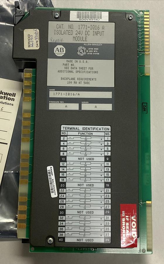 Used ALLEN BRADLEY,1771-IQ16,SER A ISOLATED 24V DC INPUT MODULE REFURBISHED