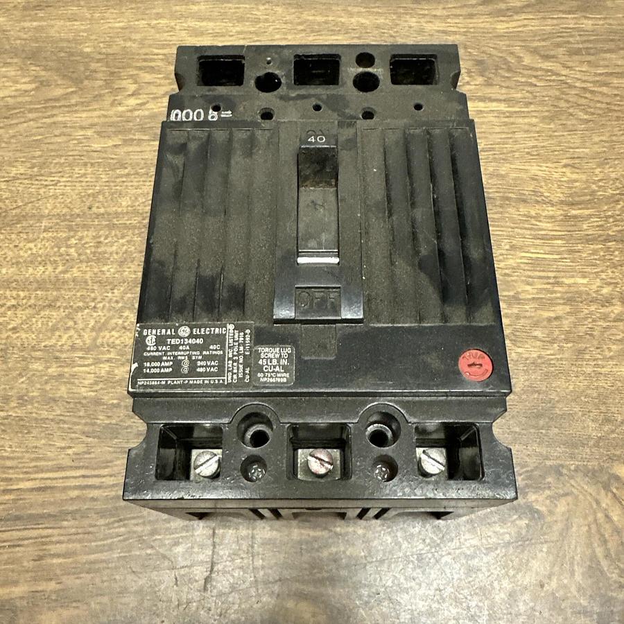 Used GE,TED134040,3 P 40A 480V Breaker