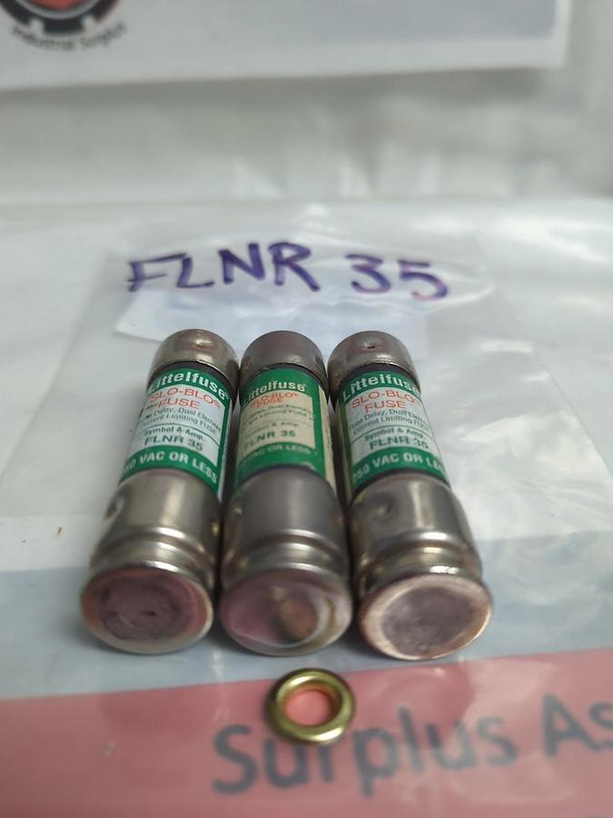 Used LITTELFUSE,FLNR-35,POWR-GARD 35 AMP FUSE LOT OF 3 PRE-OWNED