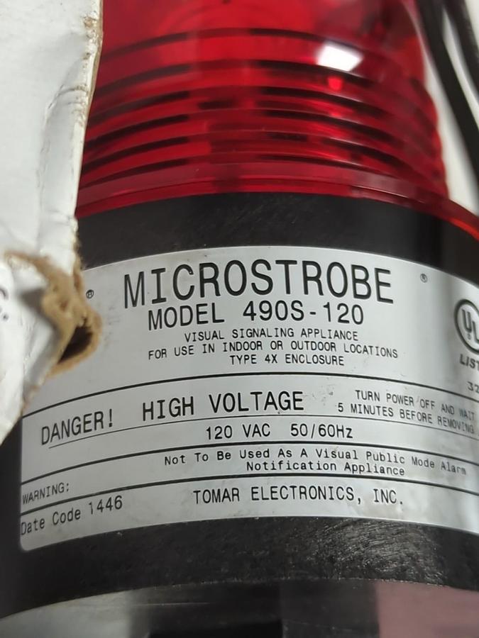 TOMAR,490S,MICROSTROBE INDICATOR LIGHT 120VAC RED NOS