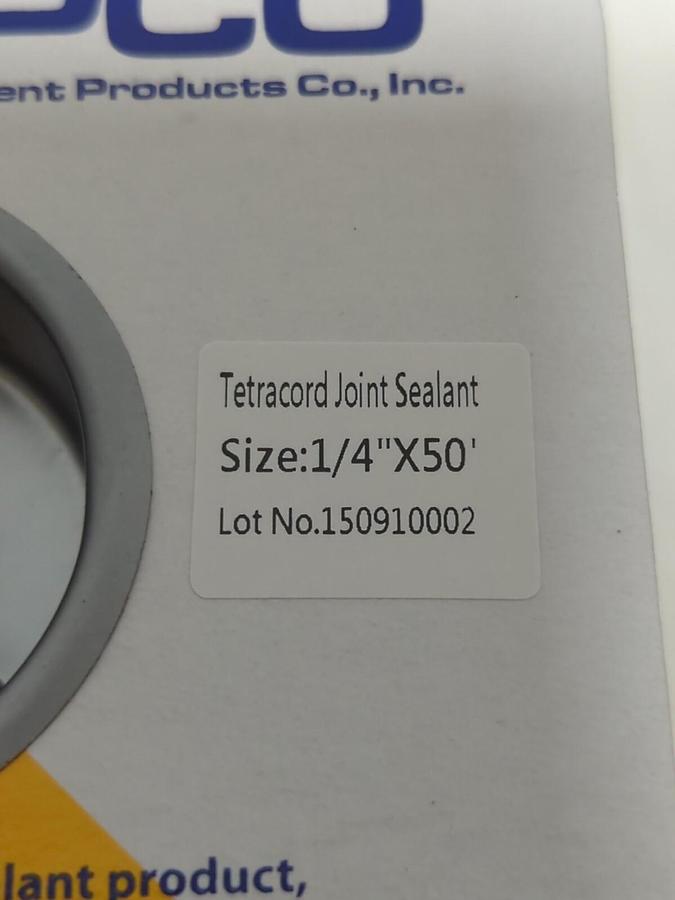 SEPCO,150910002,TETRACORD JOINT SEALANT 1/4 IN X 50 FT NEW