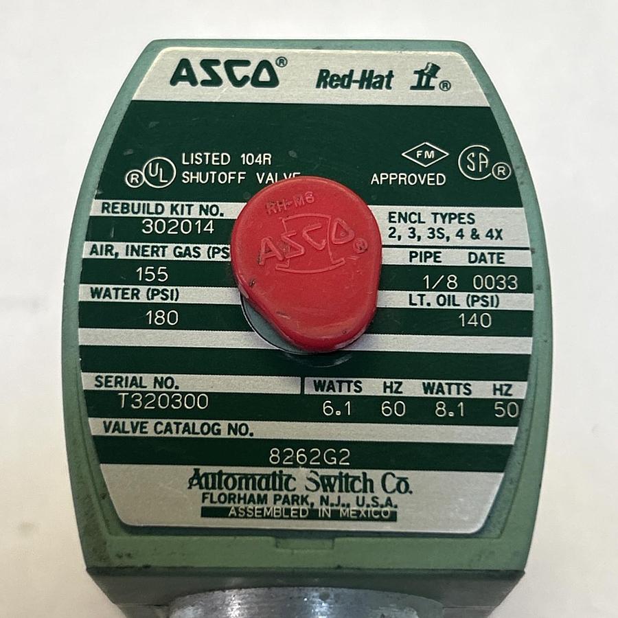 ASCO,8262G2,SOLENOID VALVE 1/8INCH NOS
