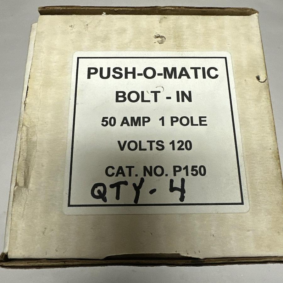 Used Pushmatic,P150,50Amp 120/240V Single Pole Circuit Breaker LOT of 4