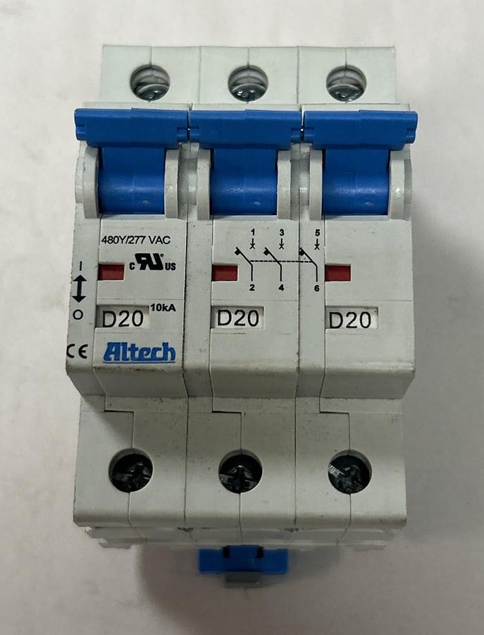 Used ALTECH,E301611,CIRCUIT BREAKER 20AMP 277V 3P