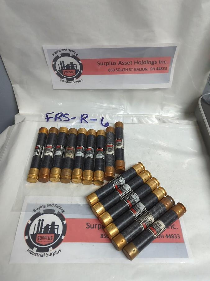 Used COOPER BUSSMANN,FRS-R-6,FUSETRON 6 AMP FUSE LOT OF 15 PRE-OWNED