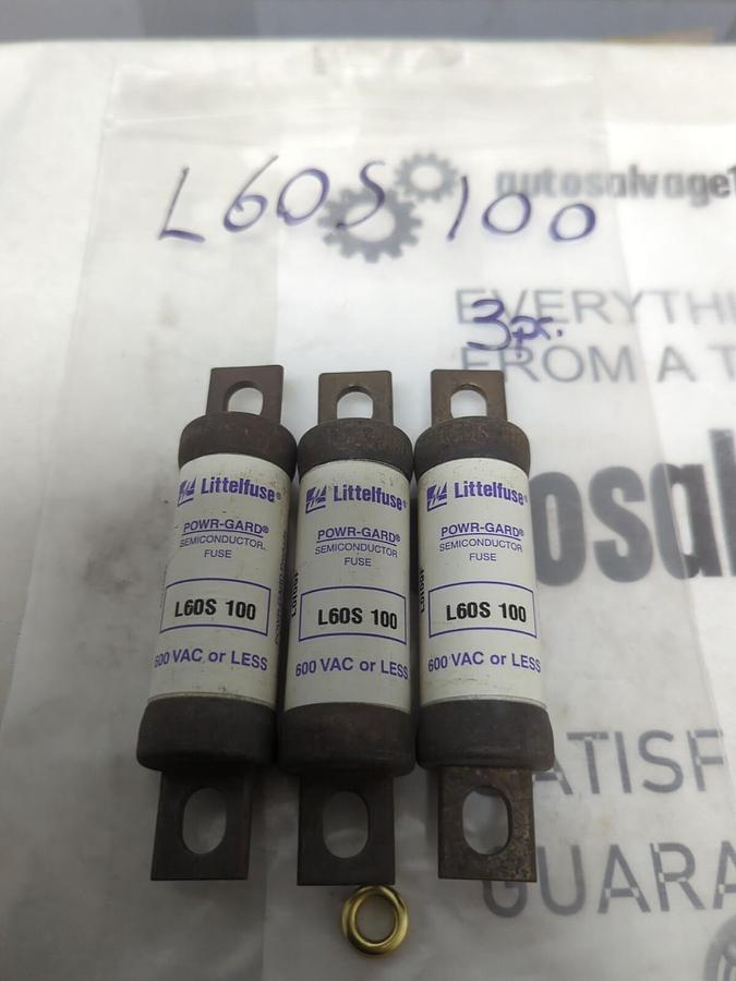 LITTELFUSE,L60S100,SEMICONDUCTOR FUSE LOT OF 3 NOS
