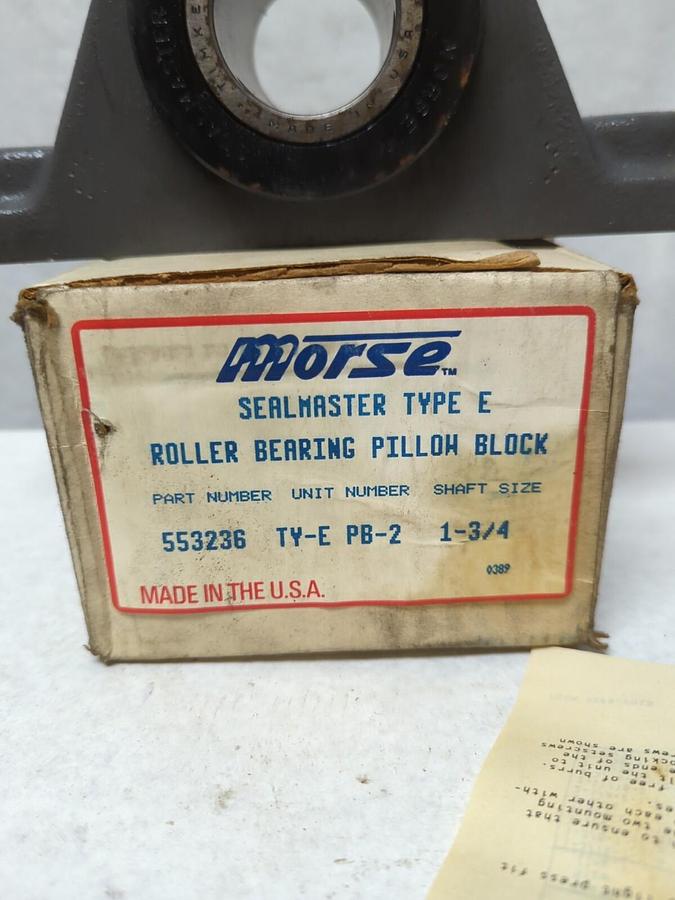 MORSE-SEALMASTER,553236,TY-E PB-2 PILLOW BLOCK BEARING 1-3/4 INCH BORE NOS