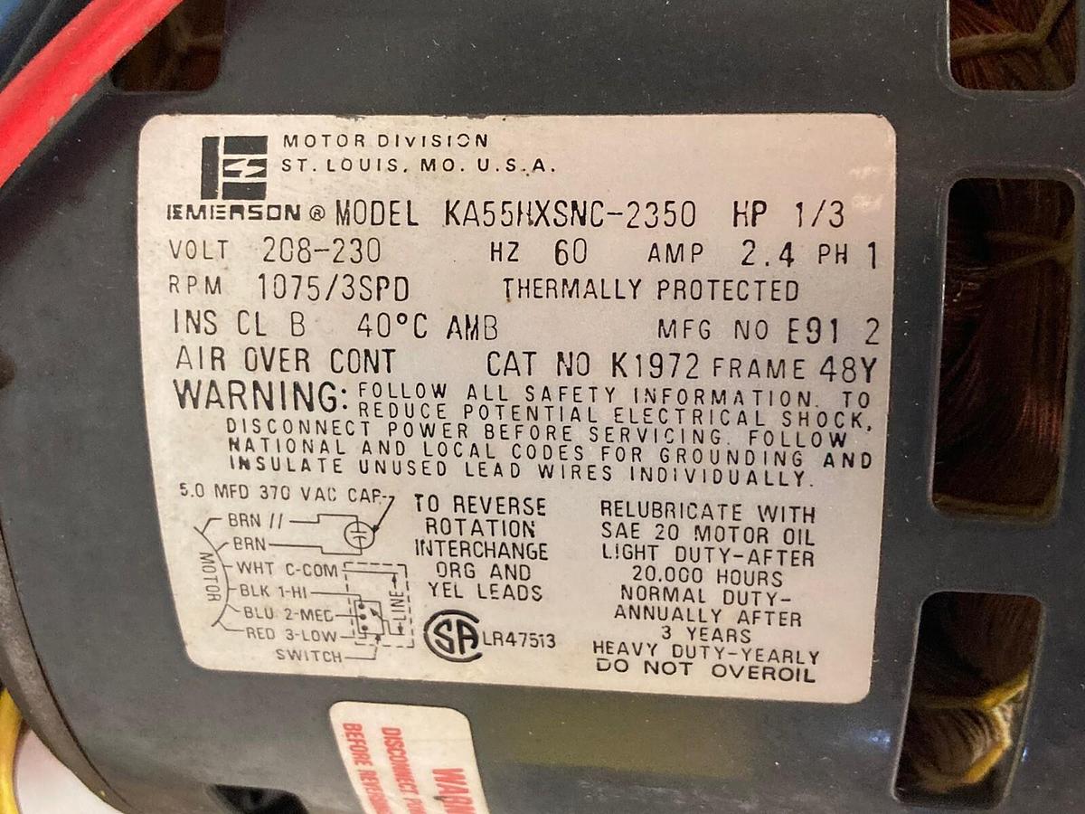 Used Emerson,Model KA55HXSNC-2350,Motor 208-230V 60Hz 2.4A