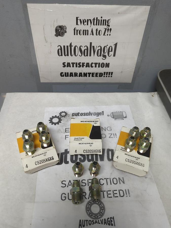 WEATHERHEAD,C5205X6X6,HOSE ADAPTER 3/8 INCH MALE COONNECTORS LOT OF 12 NOS