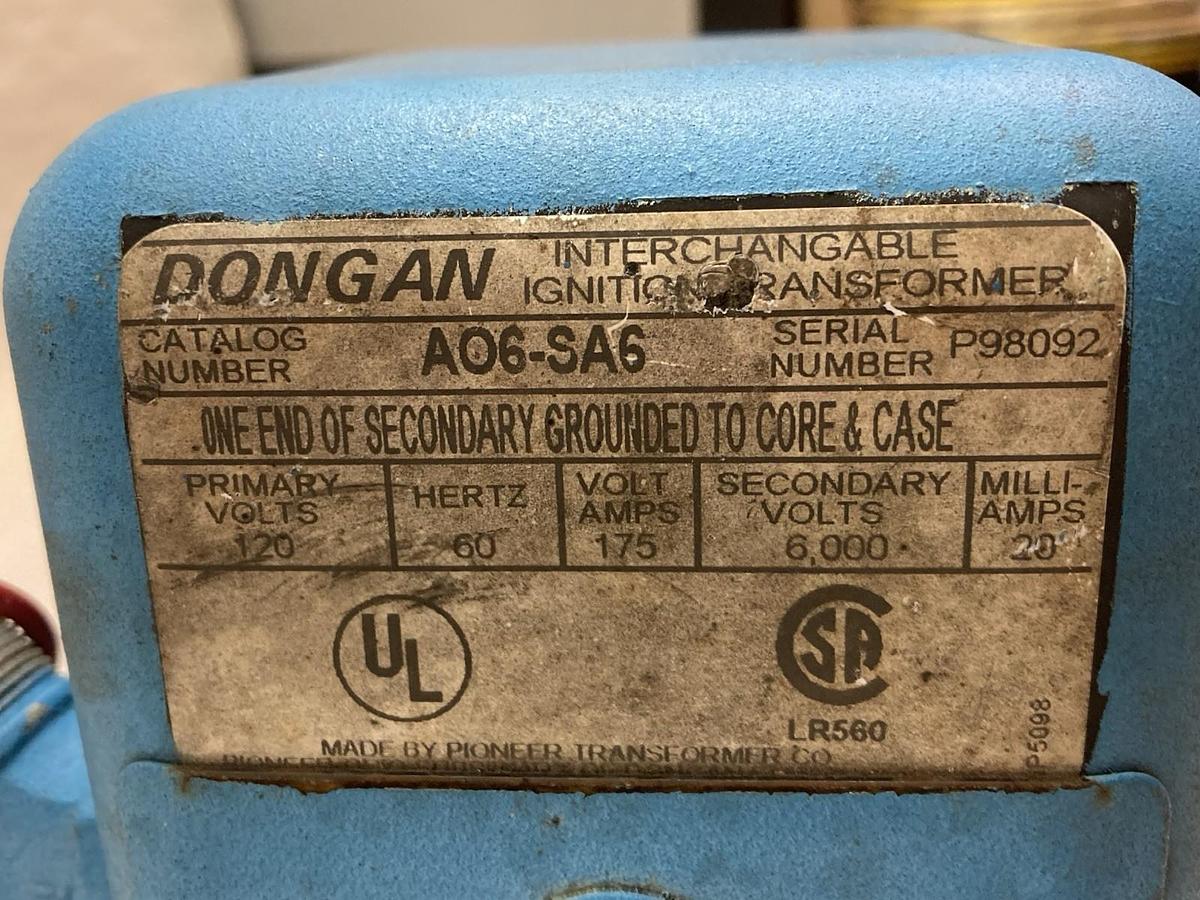 Used Dongan,A06-SA6,Ignition Transformer 120V Primary 6000V Secondary