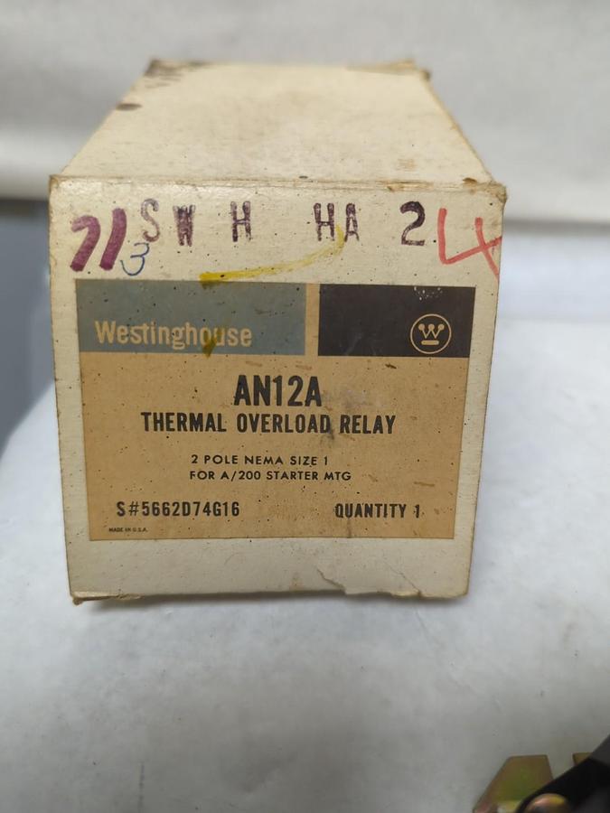 WESTINGHOUSE,AN12A,THERMAL OVERLOAD RELAY 2-POLE NEMA 1 NOS