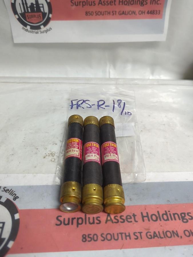 Used COOPER BUSSMANN,FRS-R-1-8/10,FUSETRON 1-8/10 AMP FUSE LOT OF 3 PRE-OWNED
