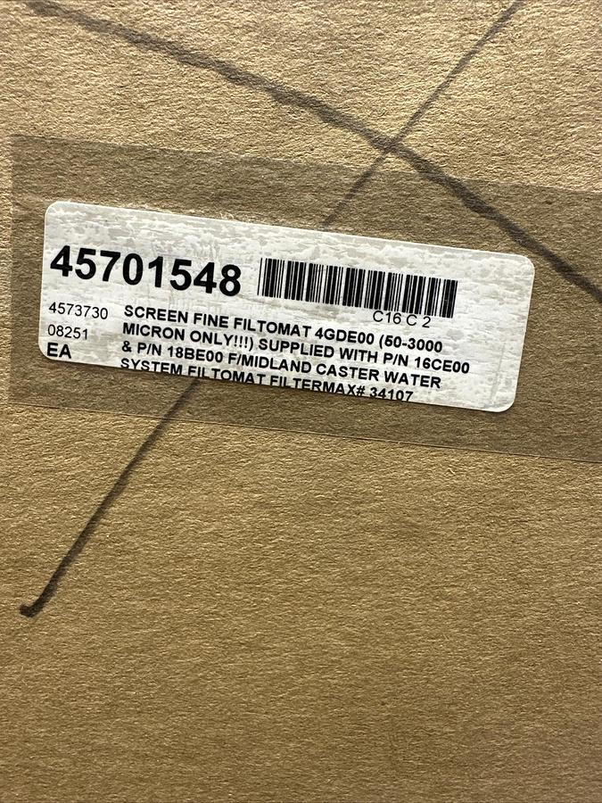 Filtomat,4GDE00,Screen Fine Water System Filter w P/N 16CE00 and 18BE00